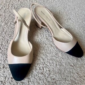 Marc Fisher Laynie Slingback Pumps Natural/Black Size 8  NWOB